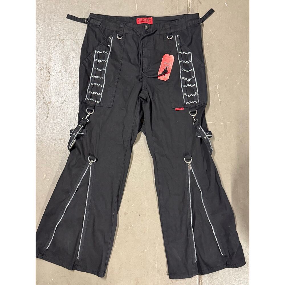 NWT Vintage y2k TRIPP NYC Pants wide leg  size 34 zip studs straps